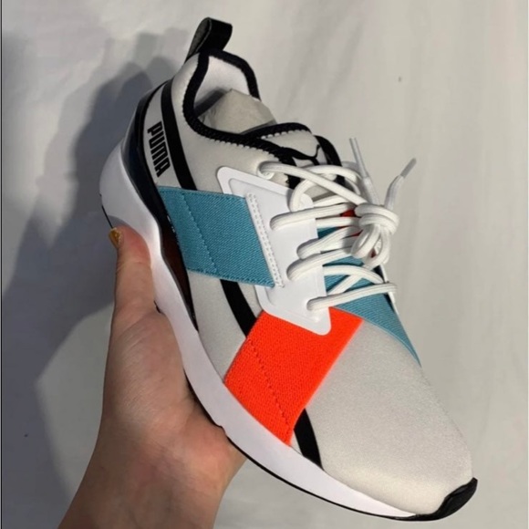 Puma Muse X2 Gloss Shoes New With Box White Black Milky Blue Womans 6.5 , 9.5 - Picture 4 of 11